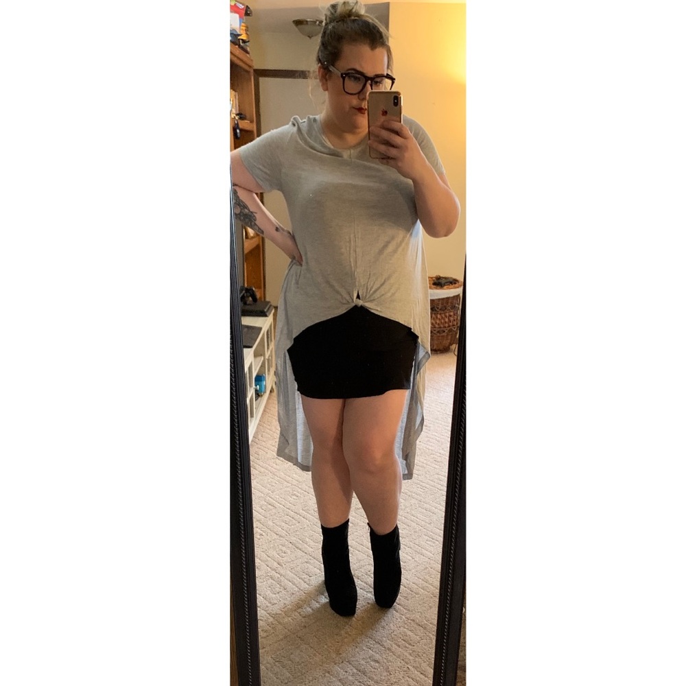 Forever 21+ Gray High-Low Cotton Shirt